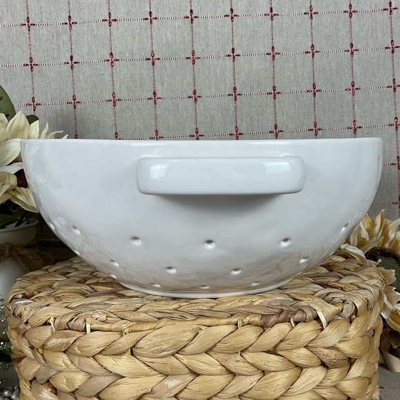 Rae Dunn “Organic” XL Colander/ Strainer Bowl Double Handle HTF Piece 10.75” - Picture 3 of 8